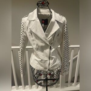 White leather studded jacket